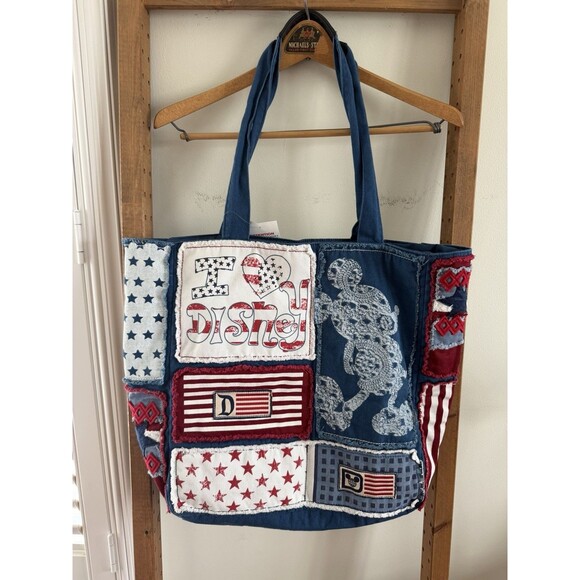 Disney Parks American Flag Tote Bag I Love Disney Patchwork NWT Vintage Y2K main image 6